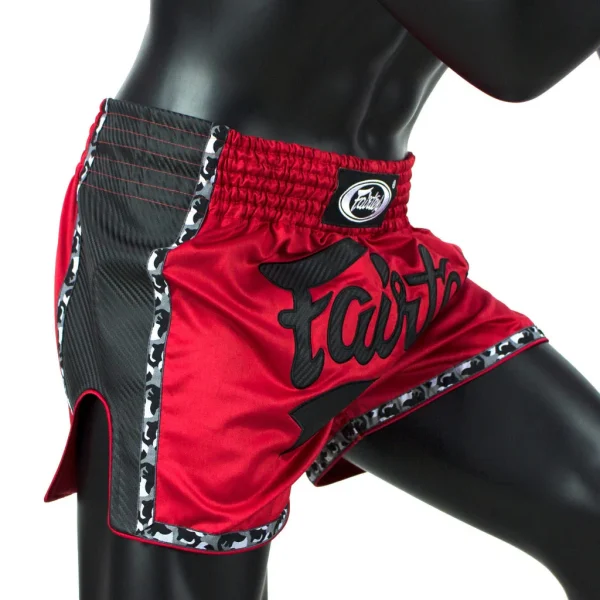 Fairtex BS1703 Muay Thai Shorts - Red/Black in Red/Black — front view