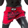 Fairtex BS1703 Muay Thai Shorts - Red/Black in Red/Black — front view