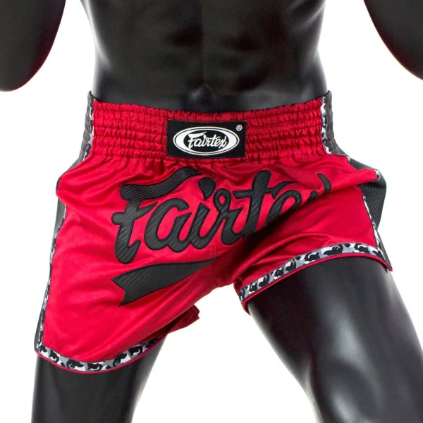 Fairtex BS1703 Muay Thai Shorts - Red/Black in Red/Black — front view