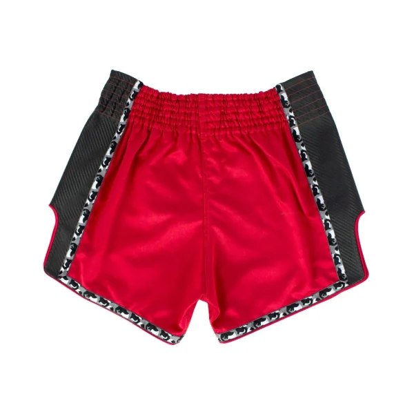 Fairtex BS1703 Muay Thai Shorts - Red/Black in Red/Black — three‑quarter angle