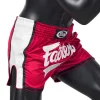 Fairtex BS1704 Muay Thai Shorts - Red/White in Red/White — side profile