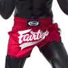 Fairtex BS1704 Muay Thai Shorts - Red/White in Red/White — back view
