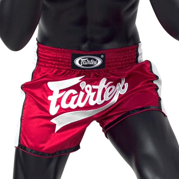 Fairtex BS1704 Muay Thai Shorts - Red/White in Red/White — back view