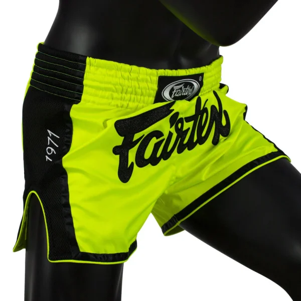 Fairtex BS1706 Muay Thai Shorts - Lime in Lime — rear print