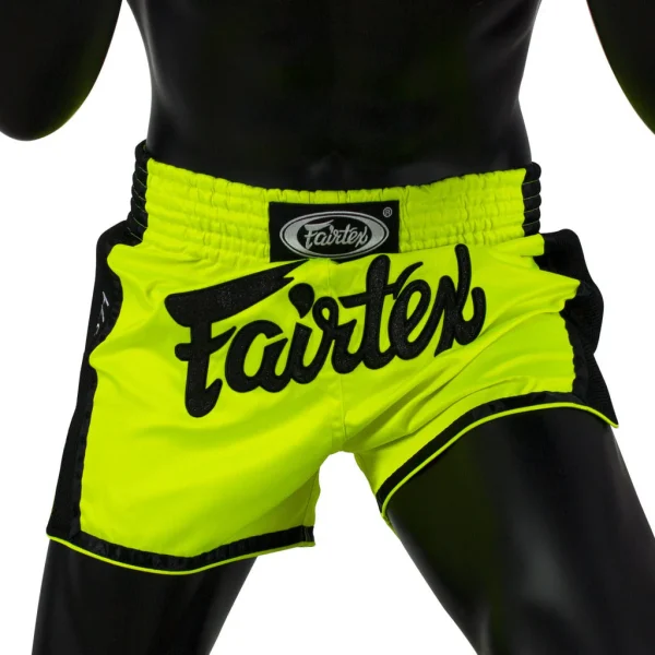 Fairtex BS1706 Muay Thai Shorts - Lime in Lime — on‑body look