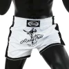 Fairtex BS1707 Muay Thai Shorts - White/Black in White/Black — folded layout