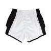 Fairtex BS1707 Muay Thai Shorts - White/Black in White/Black — logo close‑up