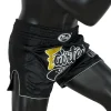 Fairtex BS1708 Muay Thai Shorts - Black in Black — detail shot