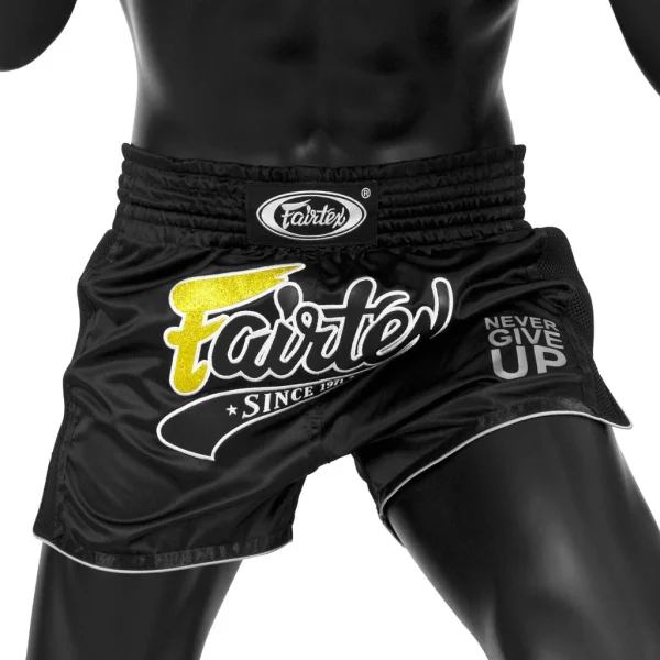 Fairtex BS1708 Muay Thai Shorts - Black in Black — sleeve detail