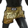Fairtex BS1709 Leopard Muay Thai Shorts - Leopard in Leopard — flat lay