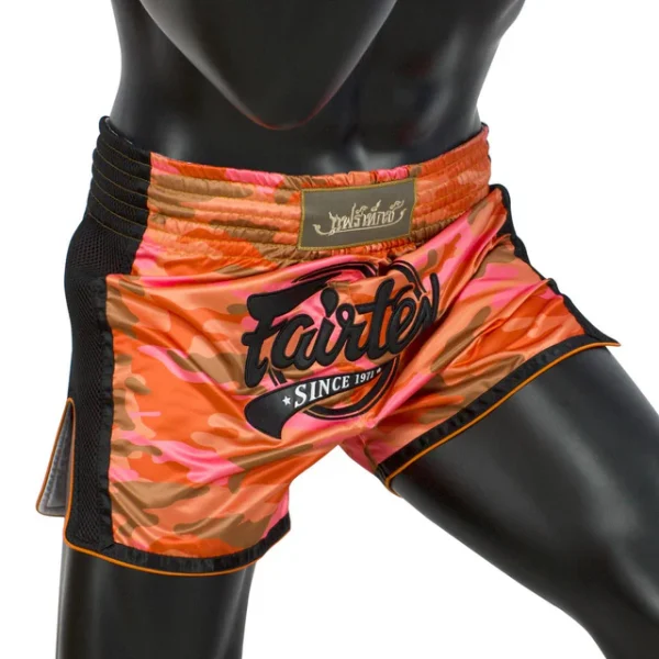 Fairtex Bs1711 Camo Muay Thai Shorts Orange 3 Fairtex BS1711 Camo Muay Thai Shorts - Orange in Orange — front view