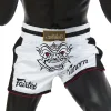 Fairtex BS1712 Vanorn Muay Thai Shorts - White/Black in White/Black — side profile