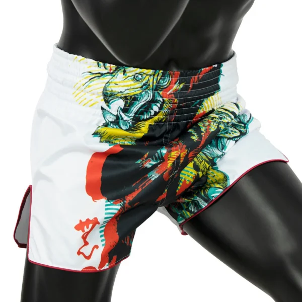 Fairtex Bs1908 Satoru Muay Thai Shorts White 2 Fairtex BS1908 Satoru Muay Thai Shorts - White in White — side profile