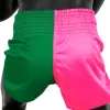 Fairtex BS1911 2-Tone Muay Thai Shorts - Pink/Green in Pink/Green — on‑body look