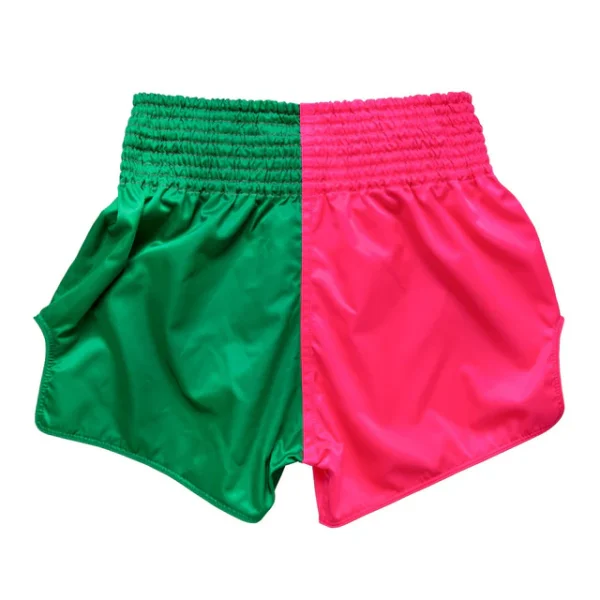 Fairtex BS1911 2-Tone Muay Thai Shorts - Pink/Green in Pink/Green — rear print