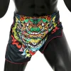 Fairtex BS1912 Kabuki Muay Thai Shorts - Black in Black — three‑quarter angle