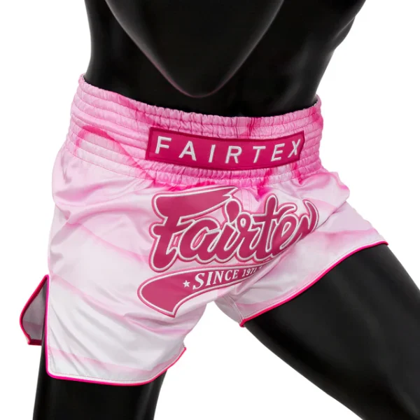 Fairtex BS1914 Alma Muay Thai Shorts - Pink/White in Pink/White — front view