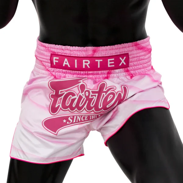Fairtex BS1914 Alma Muay Thai Shorts - Pink/White in Pink/White — folded layout