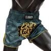 Fairtex BS1915 Clubber Muay Thai Shorts - Green/Blue in Green/Blue — detail shot