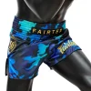 Fairtex BS1916 Golden Jubilee Luster Muay Thai Shorts - Blue in Blue — on‑body look