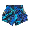 Fairtex BS1916 Golden Jubilee Luster Muay Thai Shorts - Blue in Blue — waistband detail