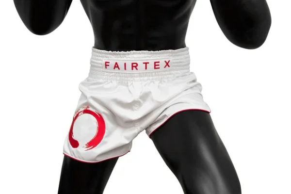 Fairtex BS1918 Enso Muay Thai Shorts - White in White — front angle