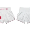 Fairtex BS1918 Enso Muay Thai Shorts - White in White — three‑quarter angle