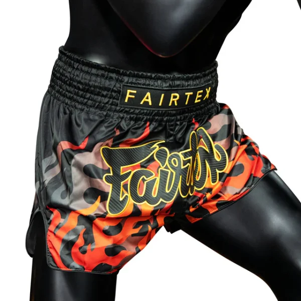 Fairtex BS1921 Volcano Muay Thai Shorts - Black/Red in Black/Red — folded layout