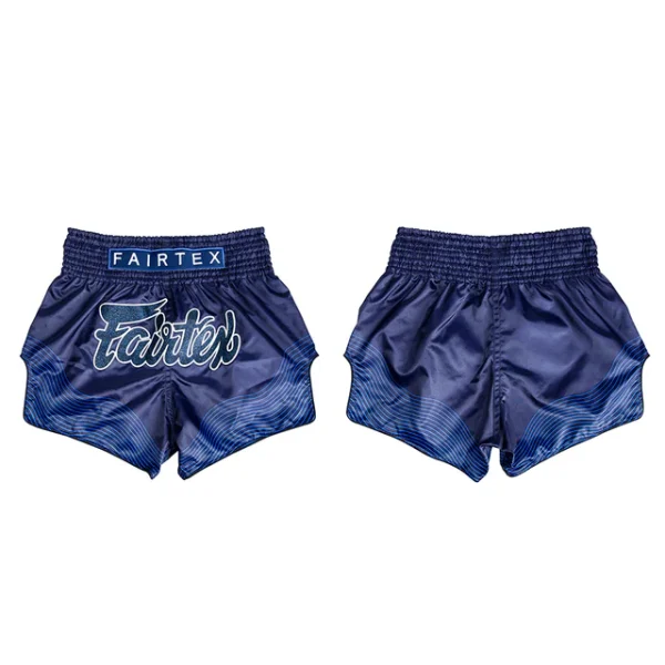 Fairtex BS1930 Ocean Muay Thai Shorts - Blue in Blue — detail shot