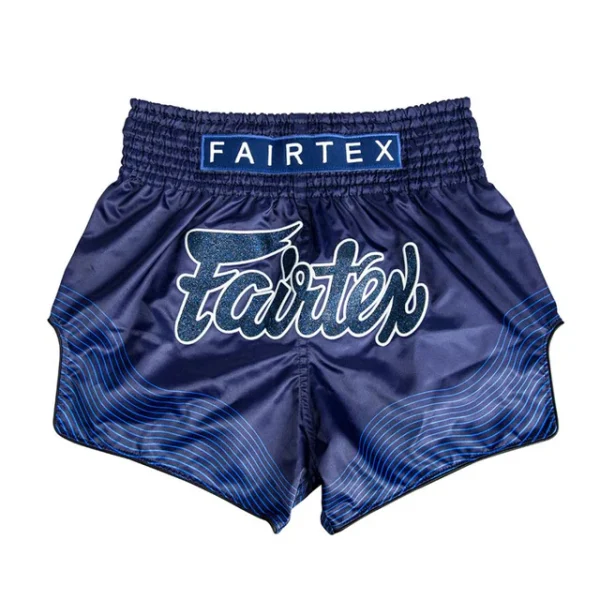 Fairtex BS1930 Ocean Muay Thai Shorts - Blue in Blue — detail shot