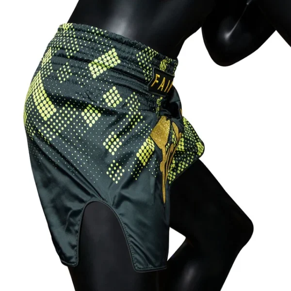 Fairtex BS1931 Heart of Gold Muay Thai Shorts - Black/Gold in Black/Gold — front view