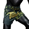 Fairtex BS1931 Heart of Gold Muay Thai Shorts - Black/Gold in Black/Gold — three‑quarter angle