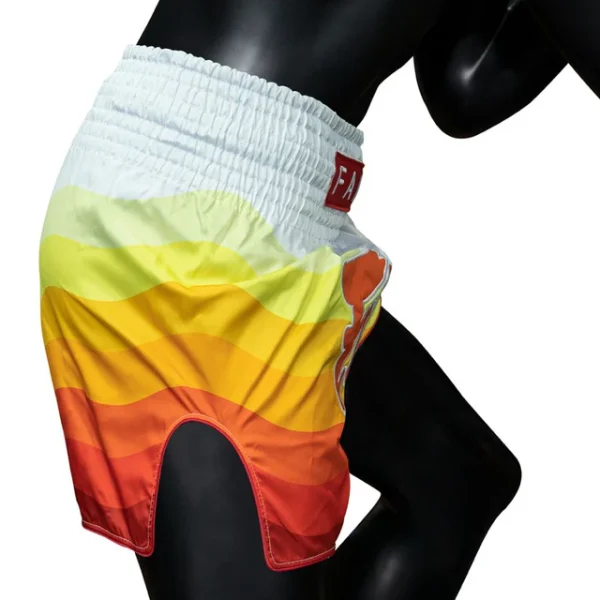 Fairtex BS1932 Spectrum Muay Thai Shorts - White/Orange in White/Orange — back view