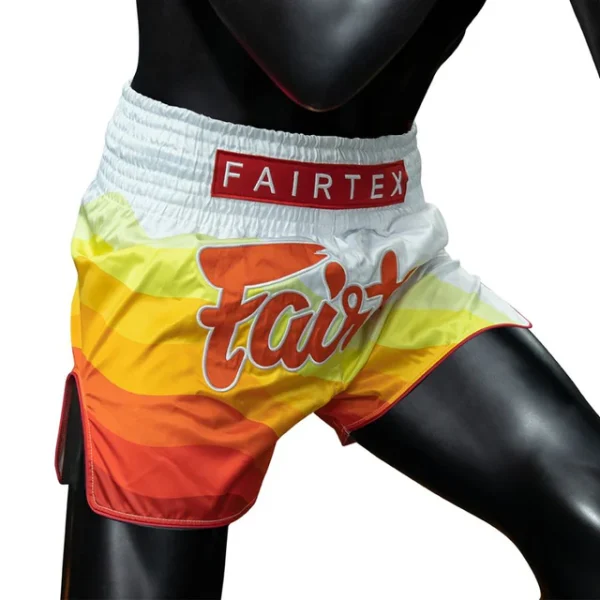 Fairtex BS1932 Spectrum Muay Thai Shorts - White/Orange in White/Orange — rear print