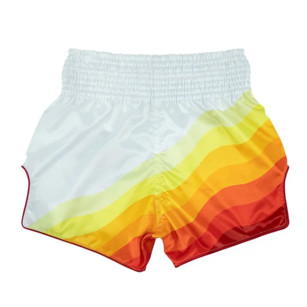 Fairtex BS1932 Spectrum Muay Thai Shorts - White/Orange in White/Orange — folded layout