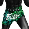 Fairtex Deep Forrest Muay Thai Shorts - Green in Green — graphic close‑up