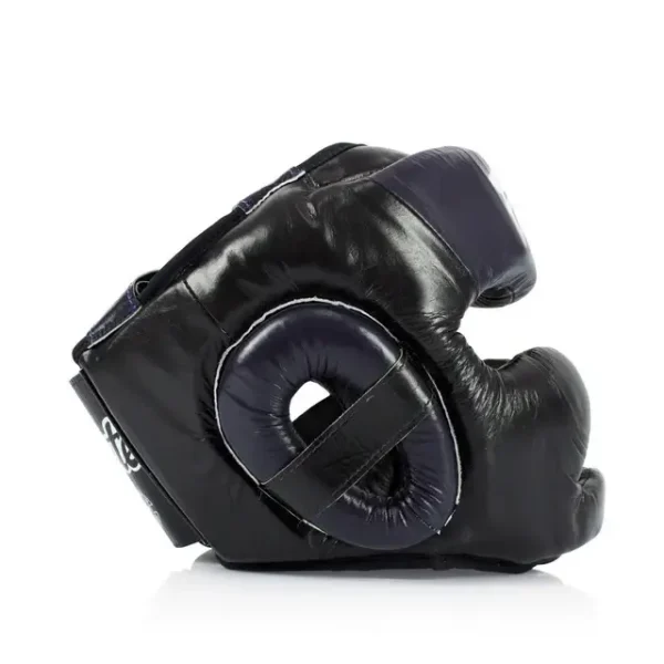 Fairtex Diagonal Vision Sparring Head Guard Hg13 Black 2 Fairtex Diagonal Vision Sparring Head Guard HG13 - Black in Black — folded layout