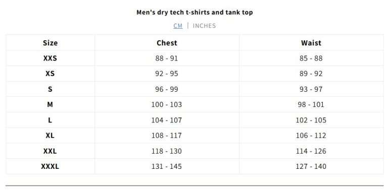 Size chart
