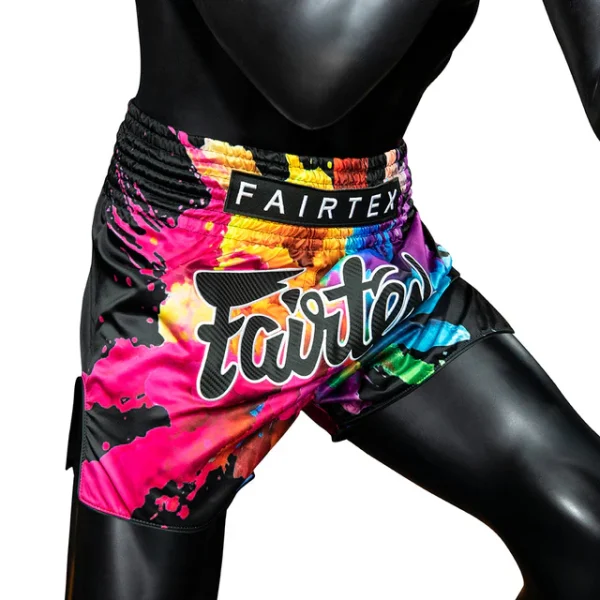 Fairtex Funky Soul Muay Thai Shorts - Black in Black — sleeve detail