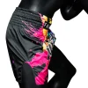 Fairtex Funky Soul Muay Thai Shorts - Black in Black — detail shot