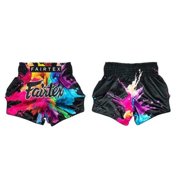 Fairtex Funky Soul Muay Thai Shorts - Black in Black — on‑body look