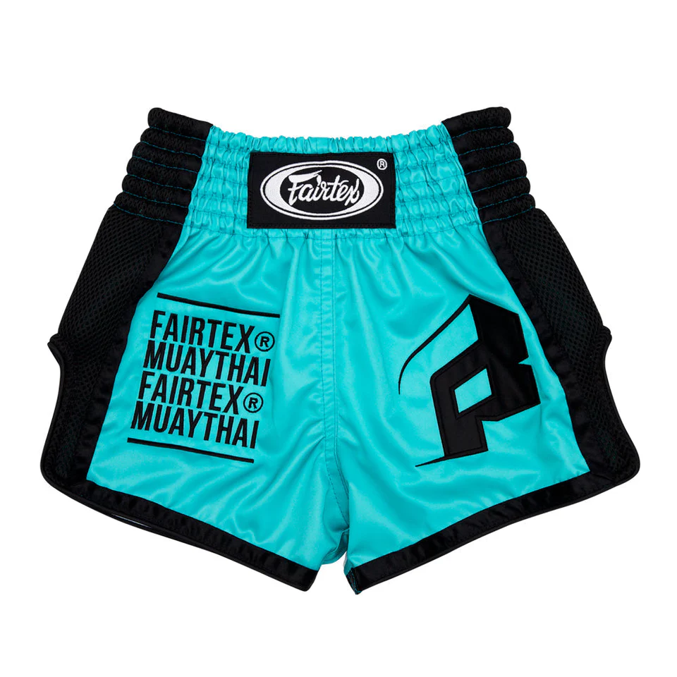 Fairtex Kids Muay Thai Shorts BSK2107 in Turqouise/Black - product image