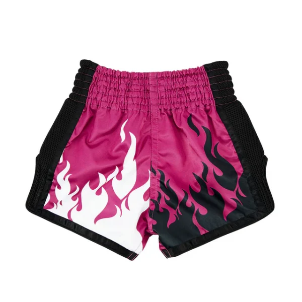 Fairtex Kids Muay Thai Shorts Eternal Flame BSK2101 - Pink/Black in Pink/Black — studio shot