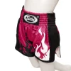 Fairtex Kids Muay Thai Shorts Eternal Flame BSK2101 - Pink/Black in Pink/Black — three‑quarter angle