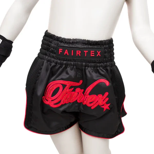 Fairtex Kids Muay Thai Shorts Midnight Bsk2104 Black Red 2 Fairtex Kids Muay Thai Shorts Midnight BSK2104 - Black/Red in Black/Red — detail shot