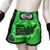 Fairtex Kids Muay Thai Shorts Siam Bsk2106 Green Black 2 Fairtex Kids Muay Thai Shorts Siam BSK2106 - Green/Black in Green/Black — front view