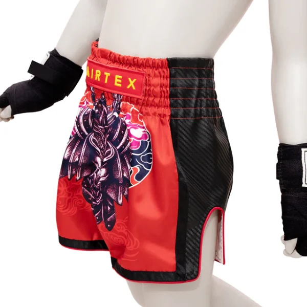 Fairtex Kids Muay Thai Shorts Silent Warrior Bsk2108 Red Black 1 Fairtex Kids Muay Thai Shorts Silent Warrior BSK2108 - Red/Black in Red/Black — back view