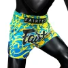 Fairtex Magma Muay Thai Shorts - Yellow/Blue in Yellow/Blue — sleeve detail