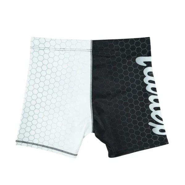 Fairtex Mens Vale Tudo Shorts Cp7 Black White 1 Fairtex Mens Vale Tudo Shorts CP7 - Black/White in Black/White — front angle