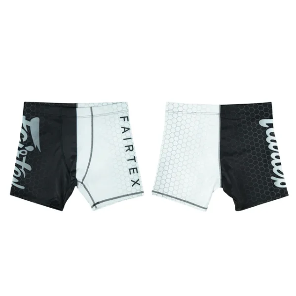 Fairtex Mens Vale Tudo Shorts Cp7 Black White 2 Fairtex Mens Vale Tudo Shorts CP7 - Black/White in Black/White — front view